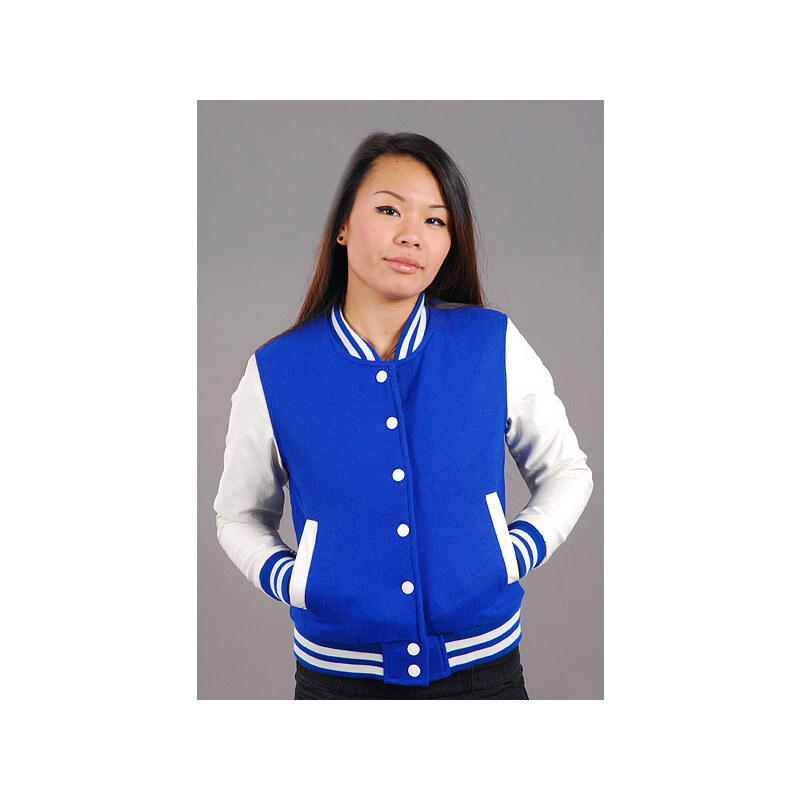 Urban Classics Ladies Oldschool College Jacket modrá / bílá