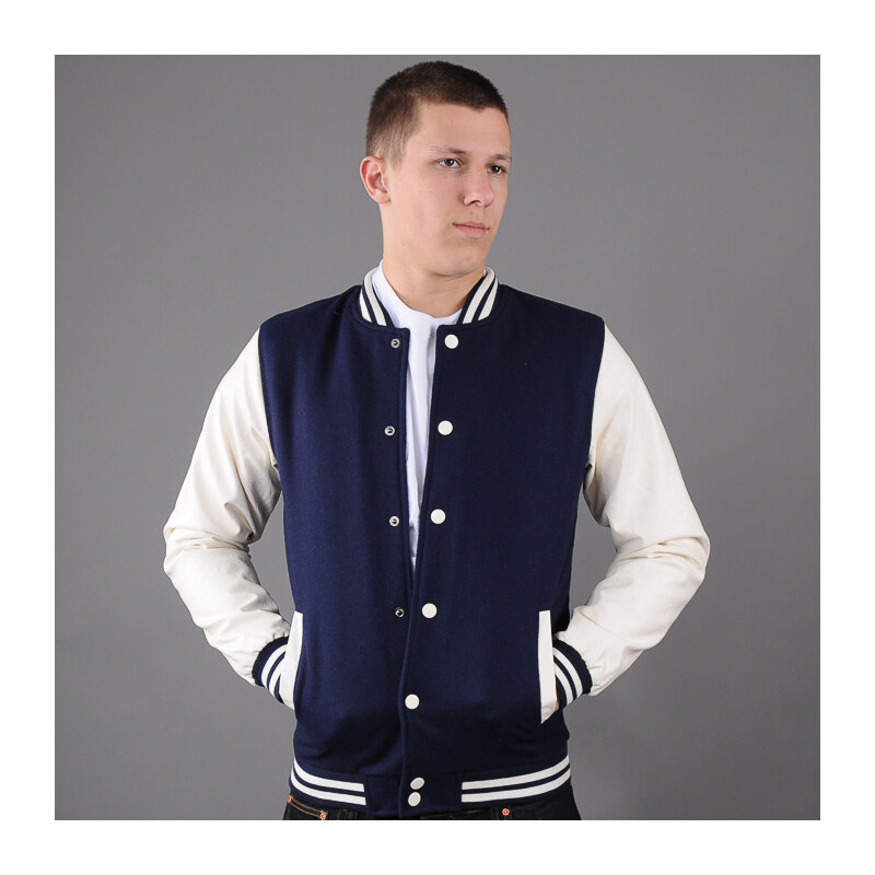Urban Classics Oldschool College Jacket navy / bílá