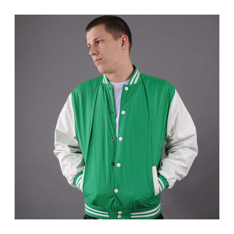 Urban Classics Light College Jacket zelená / bílá