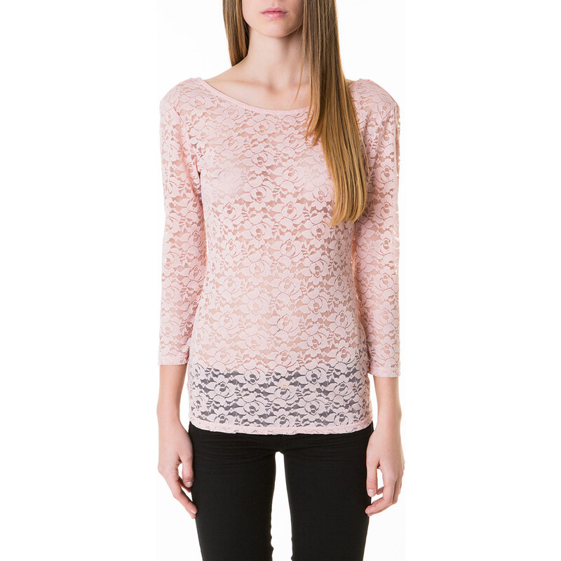 Tally Weijl Pink Floral Lace Longsleeve Top