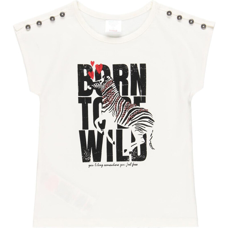 Boboli Dívčí tričko Wild zebra bílé