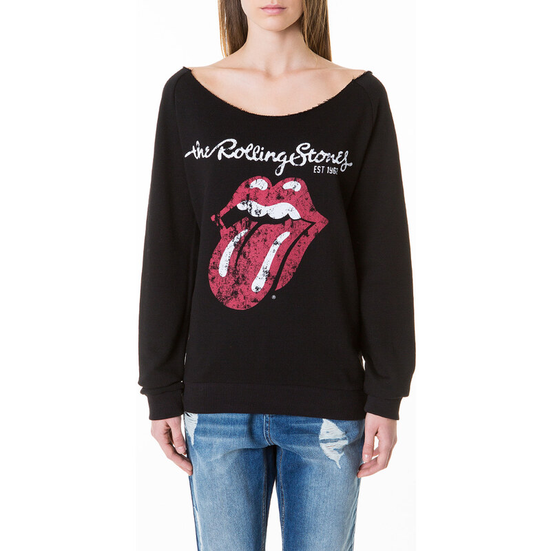 Tally Weijl Black "Rolling Stone" Print Sweater