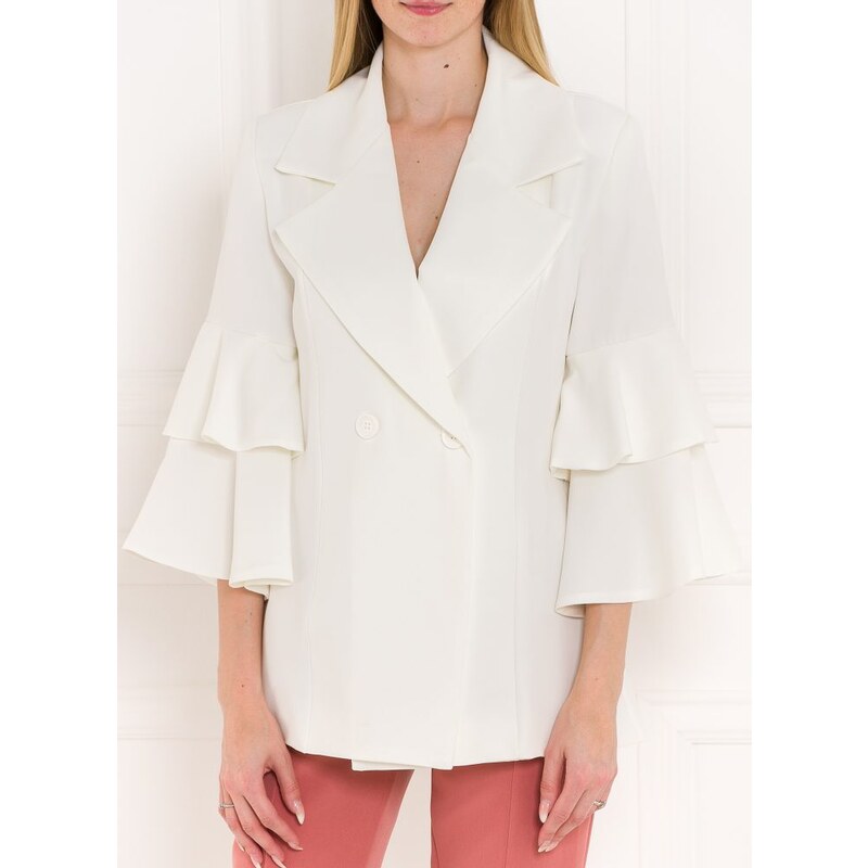 Glamorous by Glam Dámské sako s volánovými rukávy - bílá 48967023