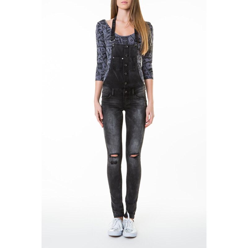 Tally Weijl Grey Destroyed Jean Dungarees