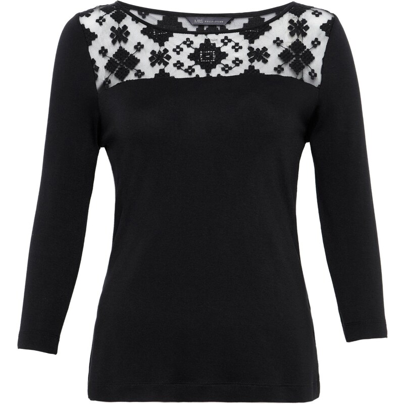Marks and Spencer M&S Collection Tribal Mesh Yoke Top with StayNEW™