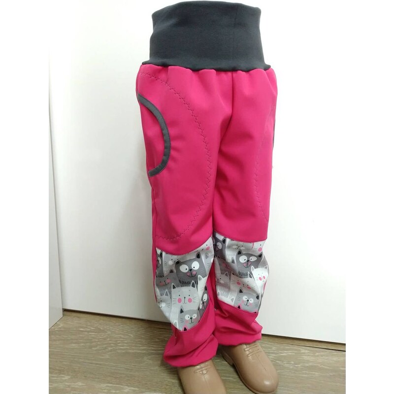 Softshelové kalhoty - růžová - kočičky