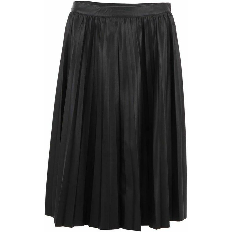 Černá koženková sukně ONLY Midi