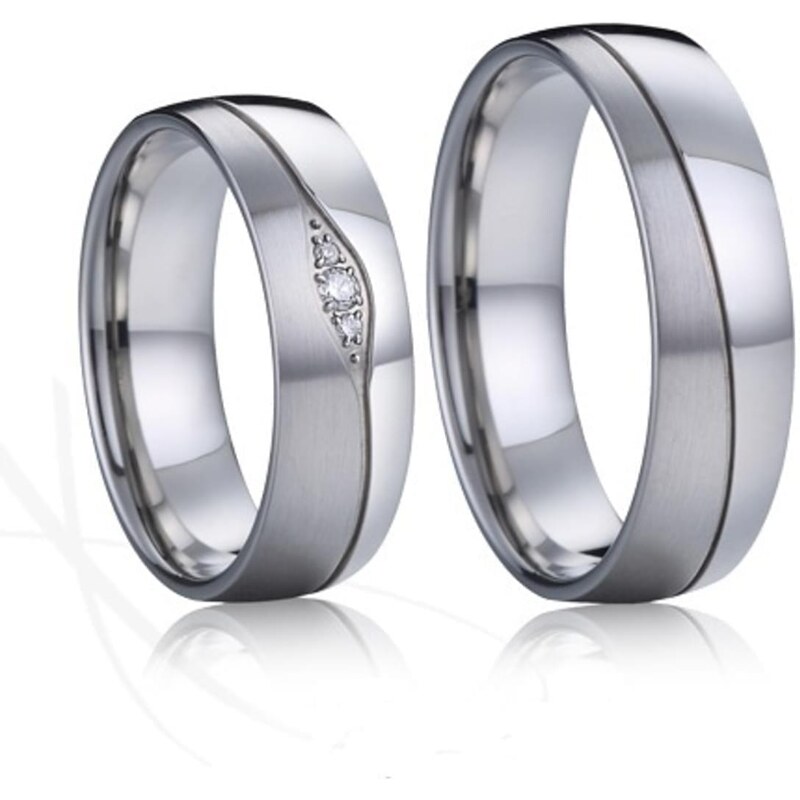 7 Angelic Eyes Ocelové snubní prsteny s brilianty Quasimodo a Esmeralda KRN035
