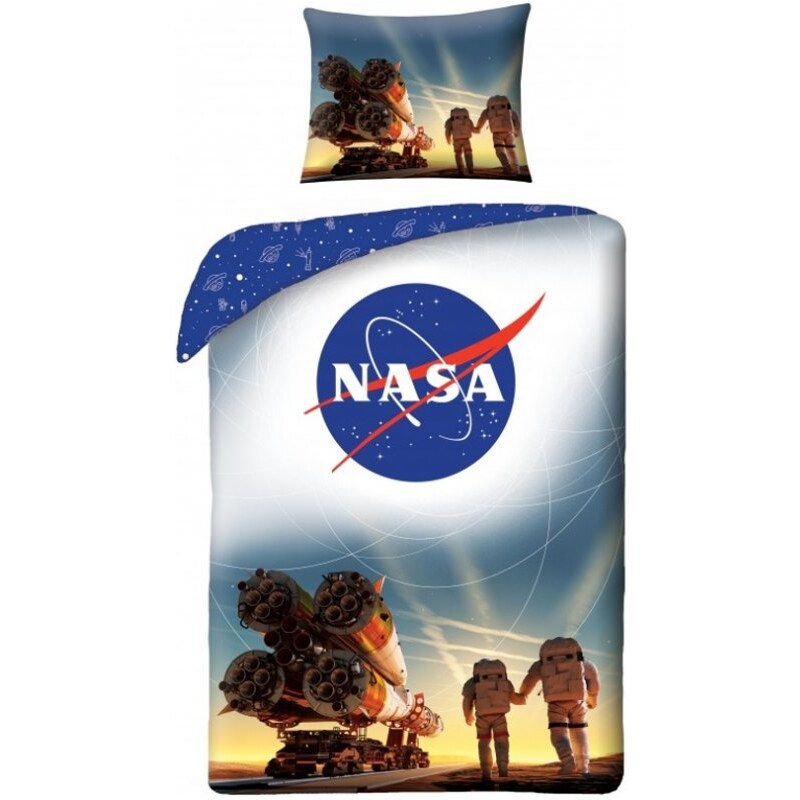 Halantex Bavlněné ložní povlečení NASA - motiv kosmická raketa v kosmodromu Bajkonur - 100% bavlna - 70 x 90 cm + 140 x 200 cm