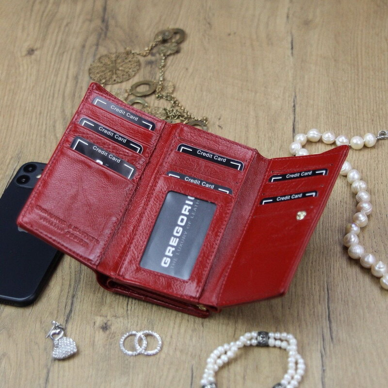 Červená kožená peněženka Gregorio N108