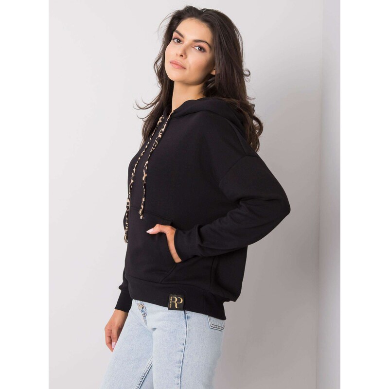 Fashionhunters Black Cintia RUE PARIS pouch pocket sweatshirt