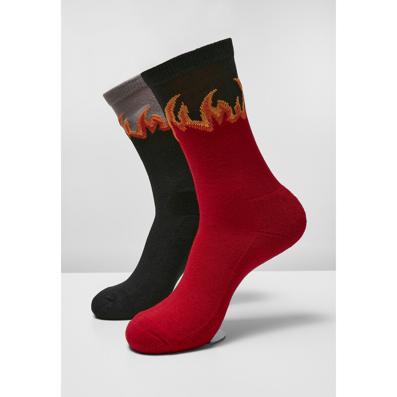 MT Accessoires Dlouhé plamenné ponožky 2-balení červená/černá