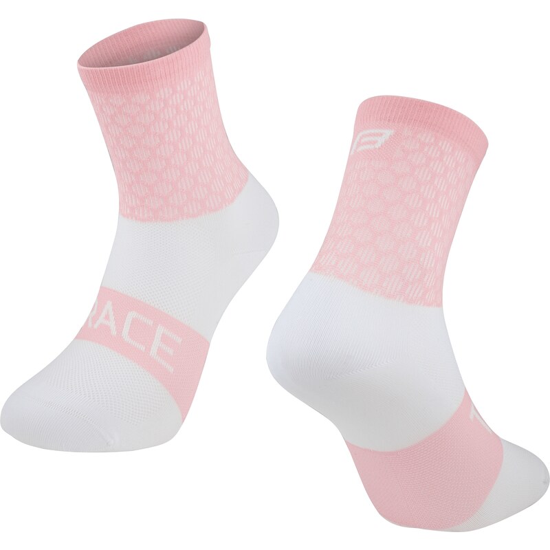 Cyklistické ponožky FORCE TRACE růžovo-bílé