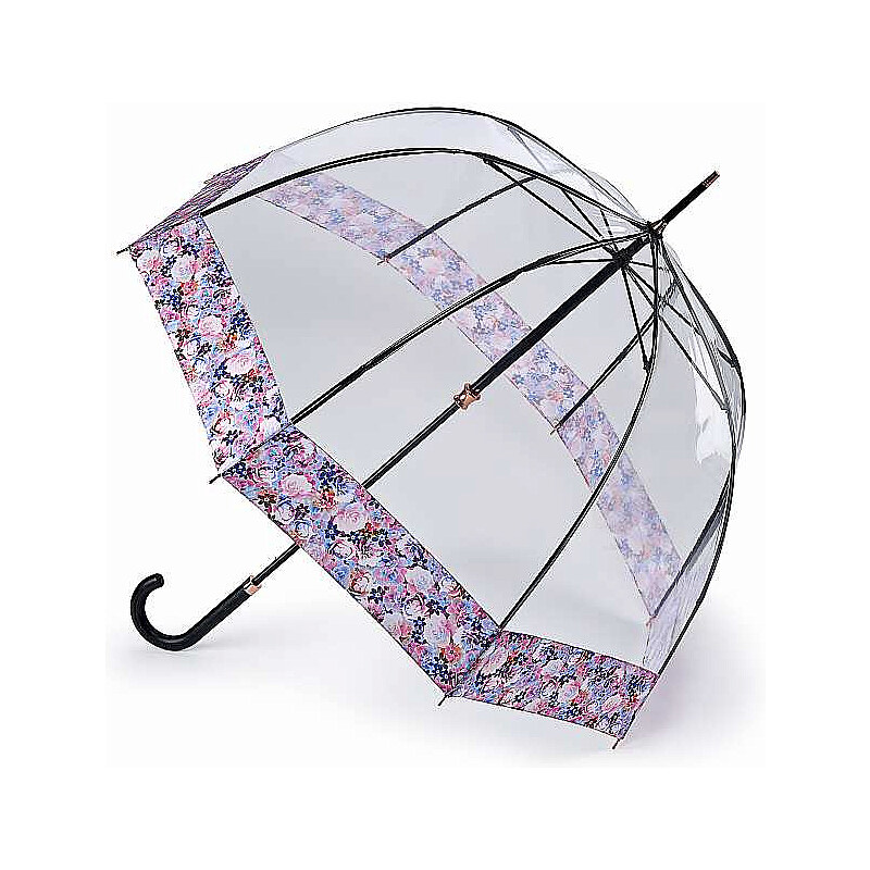 Fulton dámský průhledný deštník Birdcage 2 LUXE DIGITAL BLOSSOM L866
