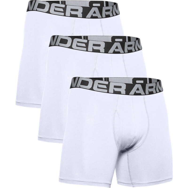 Boxerky Under Armour Charged Cotton 6In 3 Pack White/ White