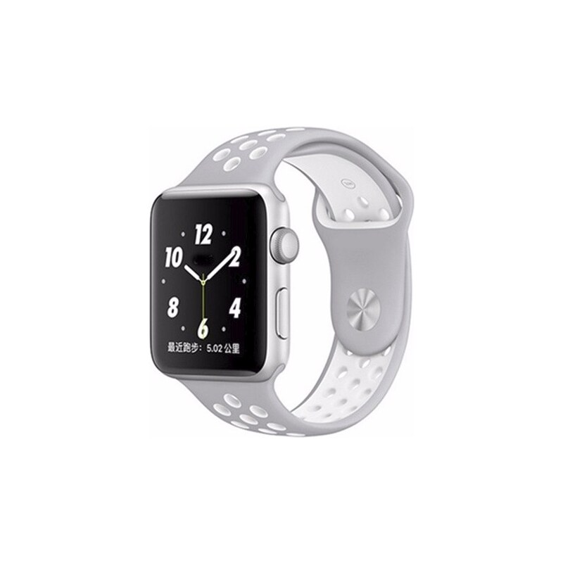 Crested Šedobílý silikonový řemínek pro Apple Watch 42, 44 a 45 mm