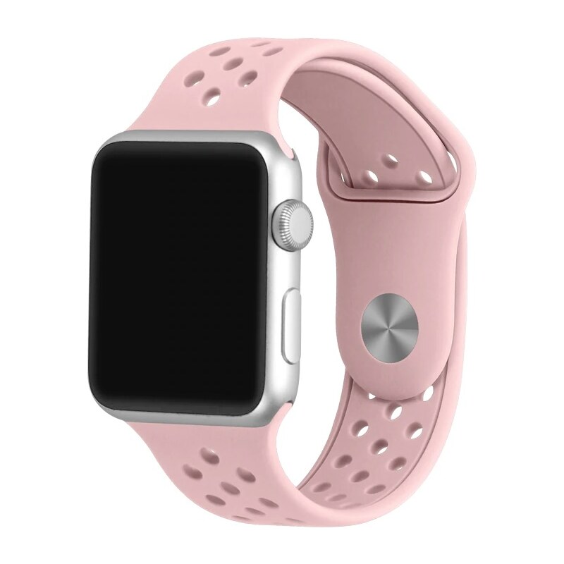 Crested Růžový silikonový řemínek s odvětrávacími otvory pro Apple Watch 42, 44 a 45 mm
