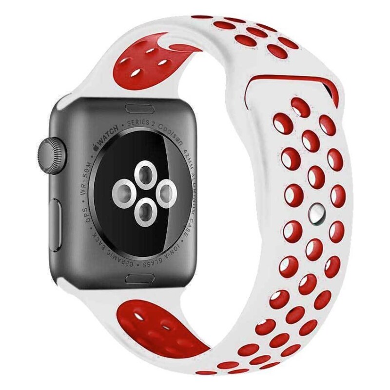 Crested Bíločervený silikonový řemínek pro Apple Watch 38, 40 a 41 mm