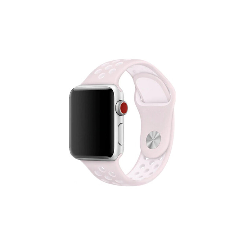Crested Růžovobílý silikonový řemínek pro Apple Watch 42, 44 a 45 mm