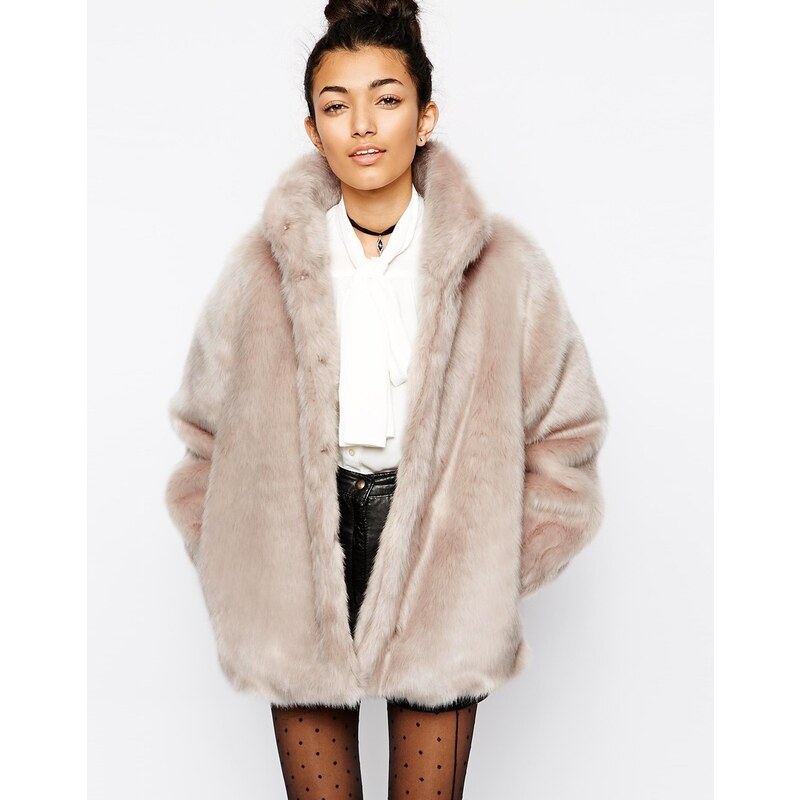 ASOS Faux Fur Coat with Funnel Neck - Green