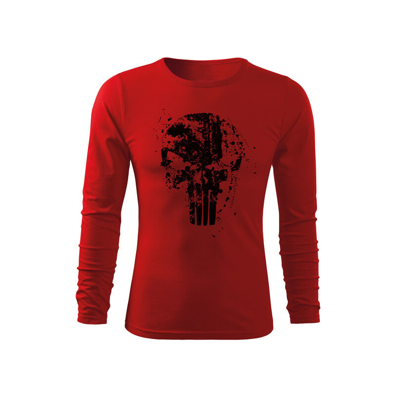 DRAGOWA Fit-T tričko s dlouhým rukávem Frank The Punisher, červená 160g / m2
