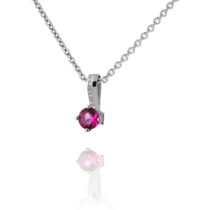 Stříbrný náhrdelník s roztomilým turmalínem - Meucci SS86N/04