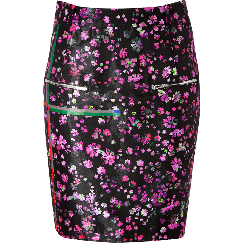 Preen by Thornton Bregazzi Wool Blend Mille-Fleur Print Skirt
