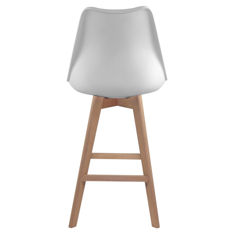 Barová židle QUATRO — plast/masiv buk, bílá