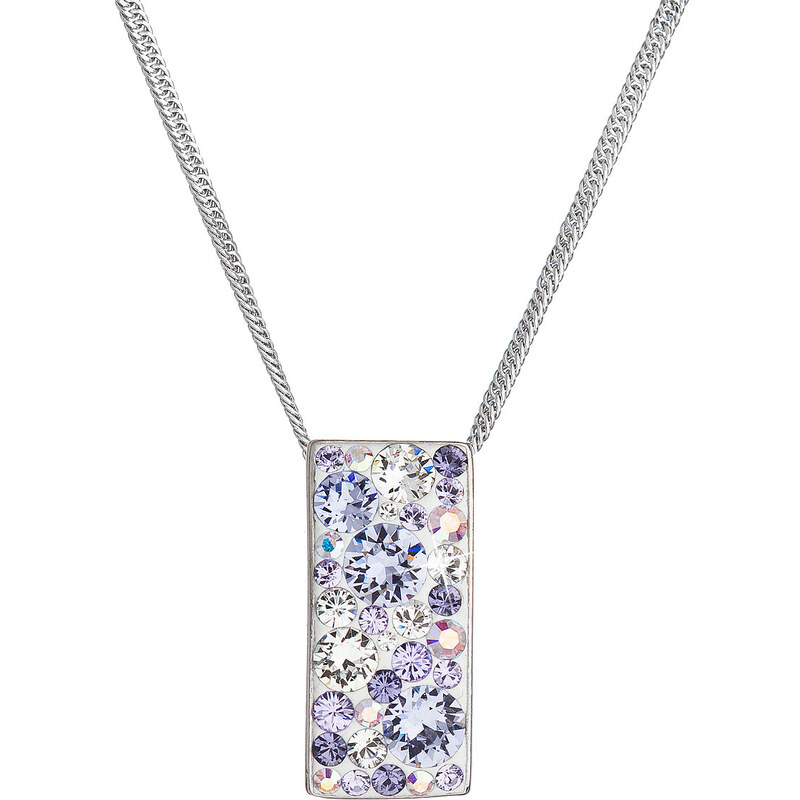 EVOLUTION GROUP Stříbrný náhrdelník se Swarovski krystaly fialový obdélník 32074.3 violet