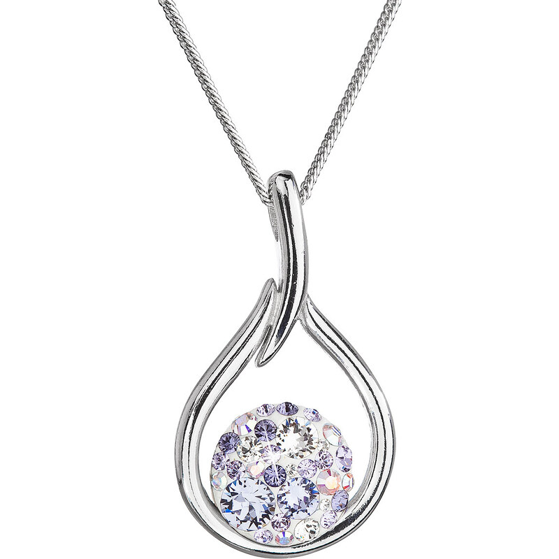 Evolution Group s.r.o. Evolution Group CZ Stříbrný náhrdelník se Swarovski krystaly kapka 32075.3 violet