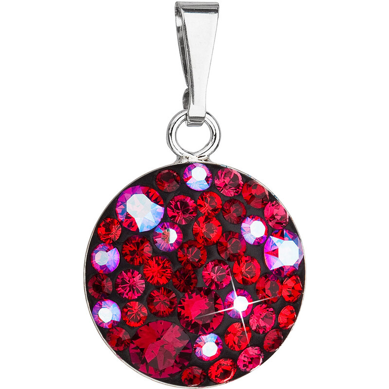 Stříbrný přívěsek s krystaly Swarovski červený kulatý 34225.3