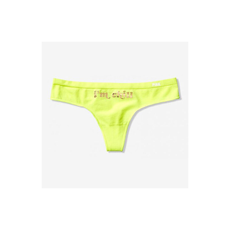 Victoria's Secret PINK žlutá bezešvá tanga Seamless Thong Panty