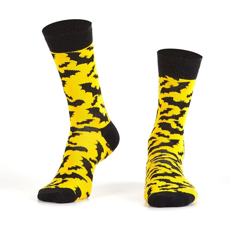 FASARDI Pánské žluté ponožky s netopýry