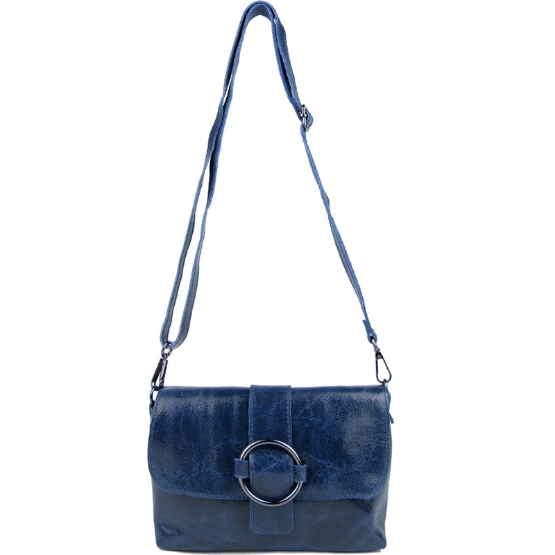 GIOSTRA Italská kožená crossbody kabelka Luna Zářivě modrá 92892756