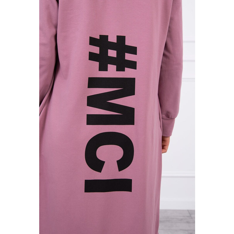 MladaModa Kardigán s kapucí a s velkým nápisem #MCI na zádech fialový