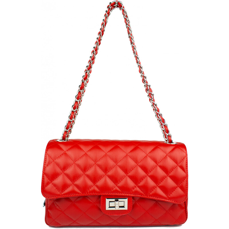 PIERRE CARDIN Francouzská kožená kabelka Bella Medium Červená 58031816