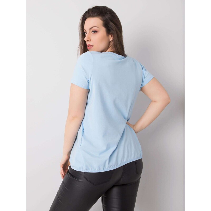 BASIC Světle modré dámské tričko s krátkým rukávem -blue Světle modrá