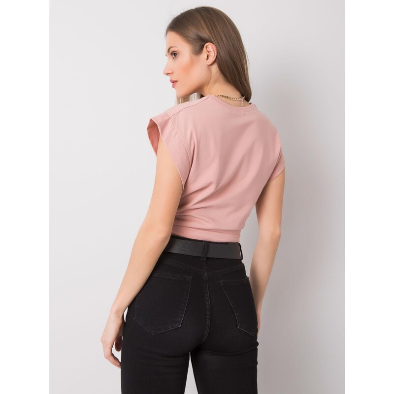 Fashionhunters Růžové bavlněné tričko Kayla RUE PARIS