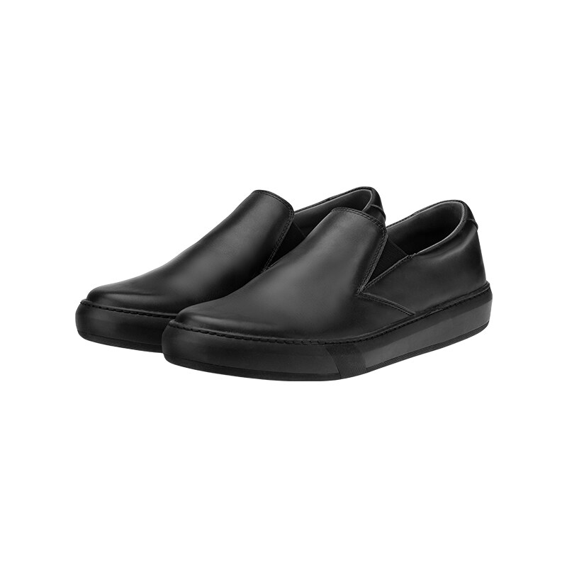 Vasky Leny Dark - Pánské kožené slip on černé - jarní / podzimní obuv česká výroba ze Zlína