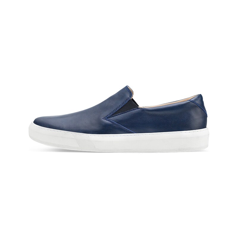 Vasky Leny Blue - Pánské kožené slip on modré - jarní / podzimní obuv česká výroba ze Zlína