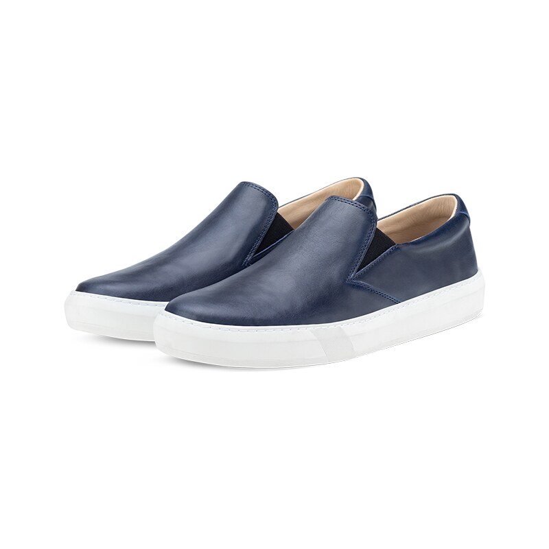 Vasky Leny Blue - Pánské kožené slip on modré - jarní / podzimní obuv česká výroba ze Zlína