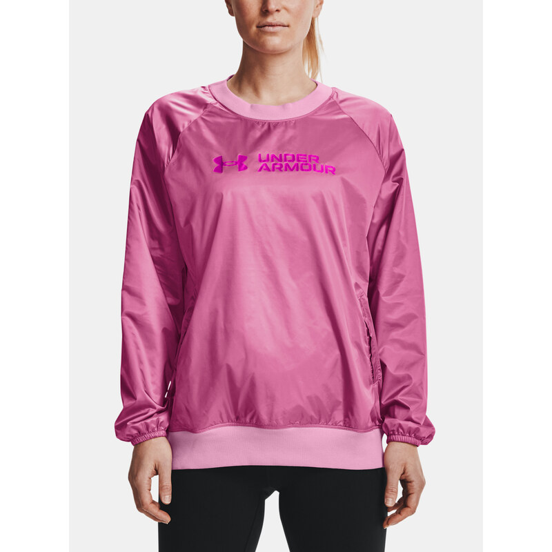 Under Armour MMikina Recover Woven Shine Crew-PNK - Dámské