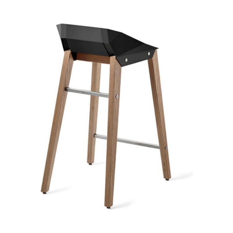 Černá plstěná barová židle Tabanda DIAGO s dubovou podnoží 62 cm