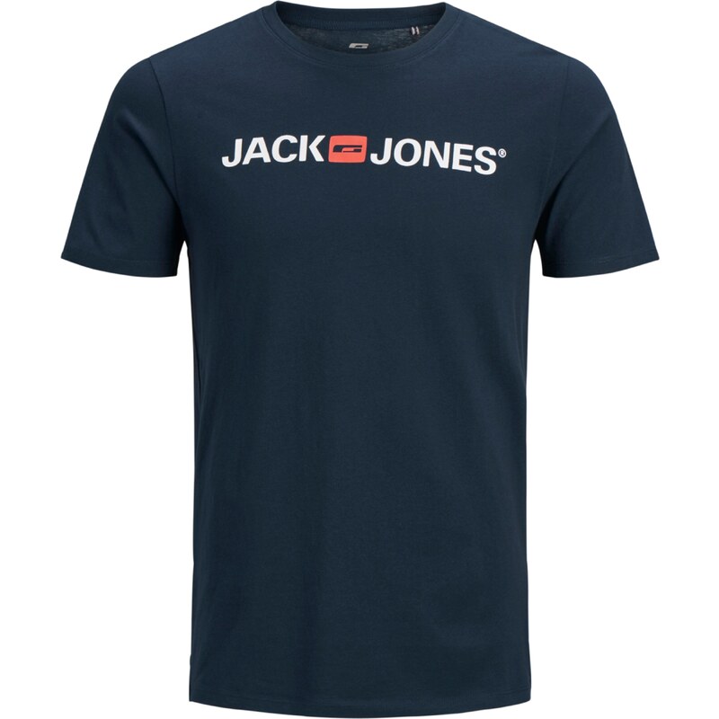 JACK & JONES Tričko Essentials tmavě modrá / oranžová / bílá