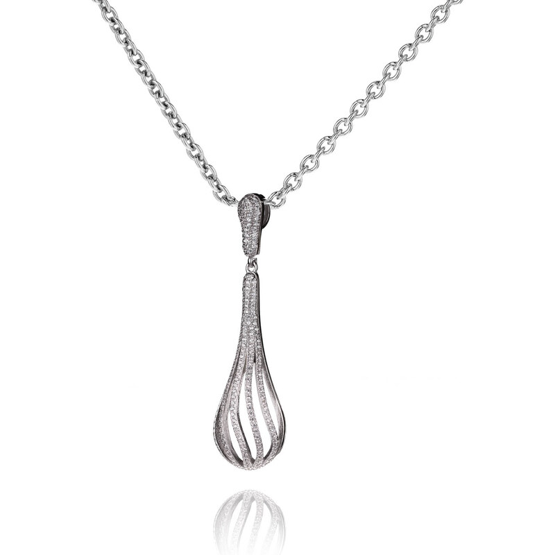 Stříbrný náhrdelník s řadami zirkonů - Meucci SS258N 57778854