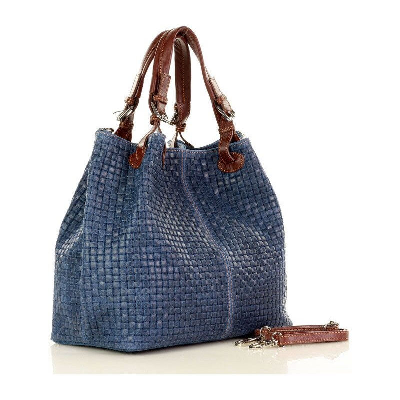 Italská kožená taška Kabelky od Hraběnky GIULIA; modrá