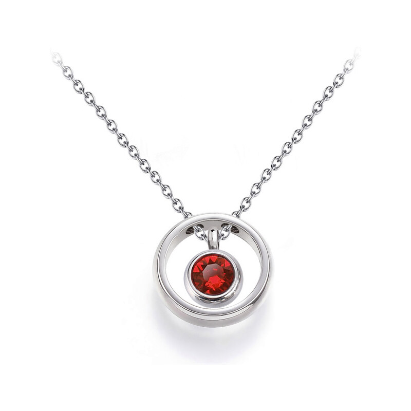 Jewellis ČR Jewellis Ocelový náhrdelník ve tvaru kruhu s krystalem Swarovski - Scarlet