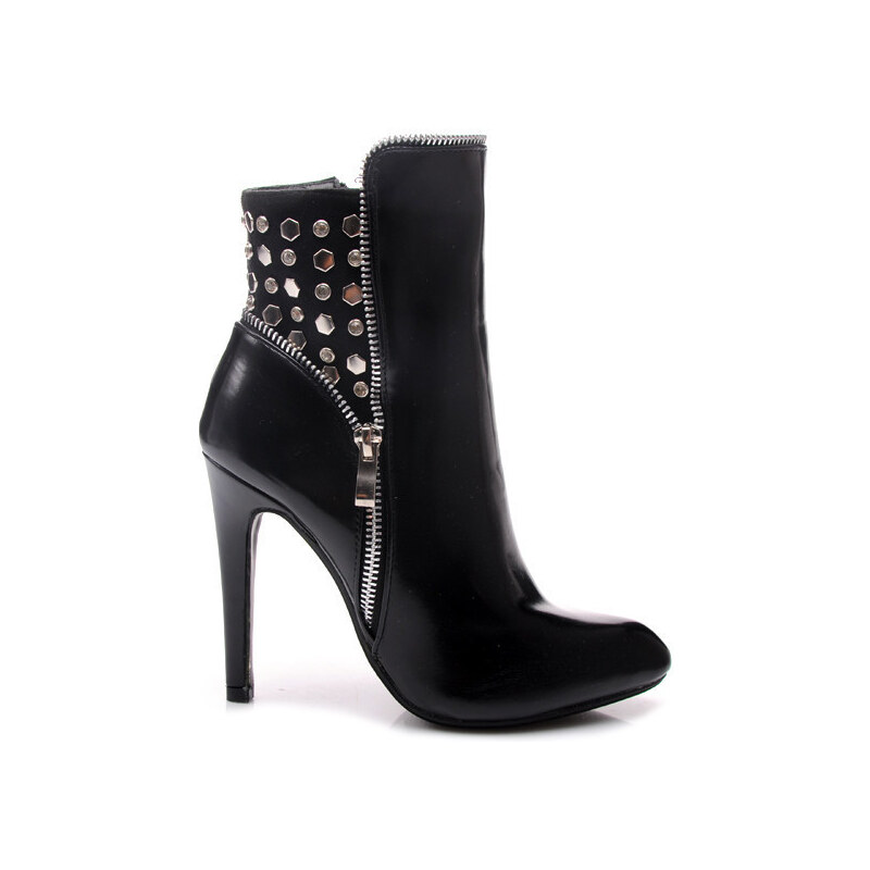 SERGIO TODZI Okouzlující černé kotníčkové boty s výrazným zdobením - AJ315B