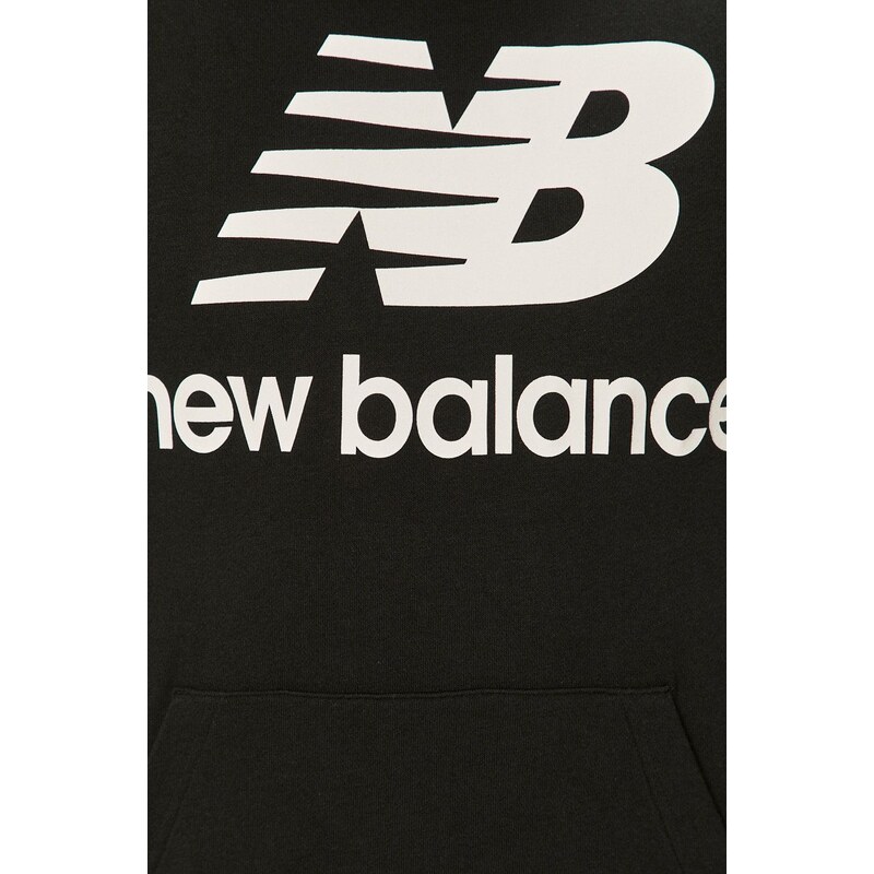Mikina New Balance MT03558BK pánská, černá barva, s potiskem, MT03558BK-001