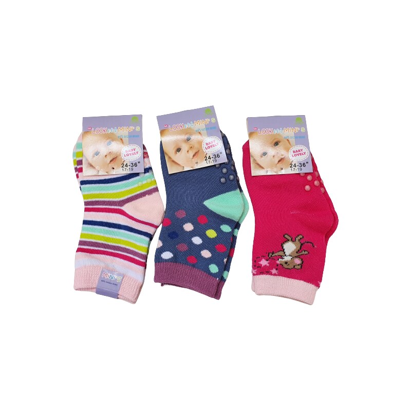 Looken Mini's Dětské kojenecké ponožky + ABS 3ks